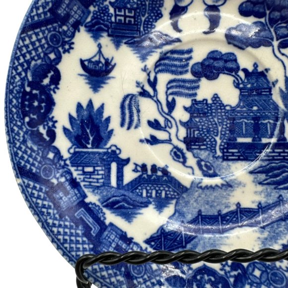 Vintage Blue Willow Tea Cup Saucer Dish Back Stamp Came off Porcelain China - Picture 3 of 7